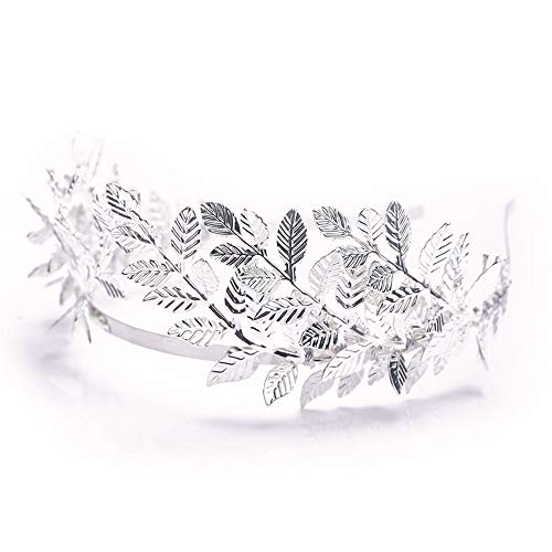 Chargances Handmade Bridal Wedding Crown Leaf Headband Women Leaf Tiara Headpiece Weeding Hair Accessories Leaf Headpiece Jewelry for Women and Girls(Silver) - Image 5