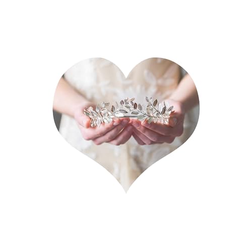 Chargances Handmade Bridal Wedding Crown Leaf Headband Women Leaf Tiara Headpiece Weeding Hair Accessories Leaf Headpiece Jewelry for Women and Girls(Silver) - Image 1