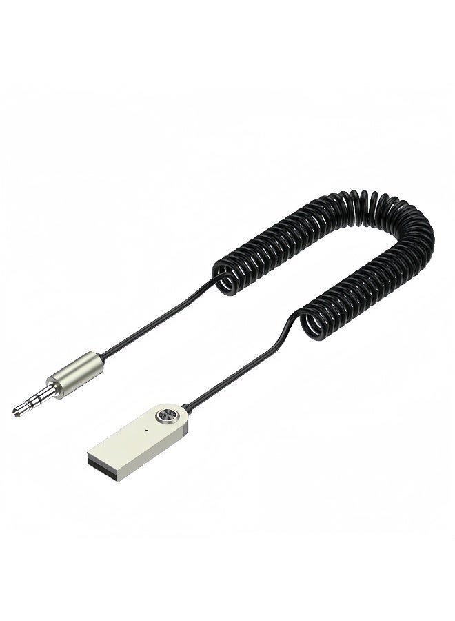 Bluetooth 5.4 AUX Car Audio Receiver, Wireless 3.5mm Adapter with Built-in Microphone, Hands-Free Calling, Coiled Cable, Plug & Play for Car Stereo - Image 1