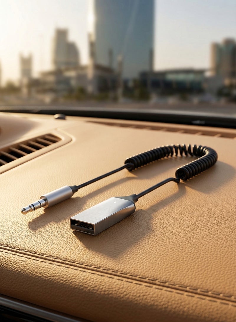 Bluetooth 5.4 AUX Car Audio Receiver, Wireless 3.5mm Adapter with Built-in Microphone, Hands-Free Calling, Coiled Cable, Plug & Play for Car Stereo - Image 5