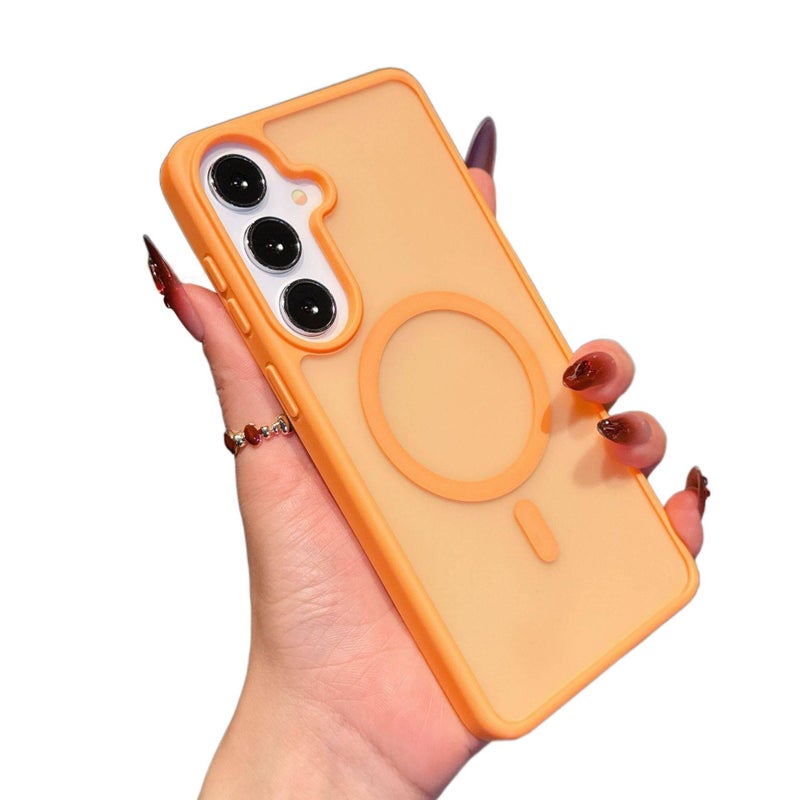 MagSafe Case | Orange | Drop Protection | Acrylic | Shockproof Cover for Samsung S25 Ultra / Samsung S25 - Image 1