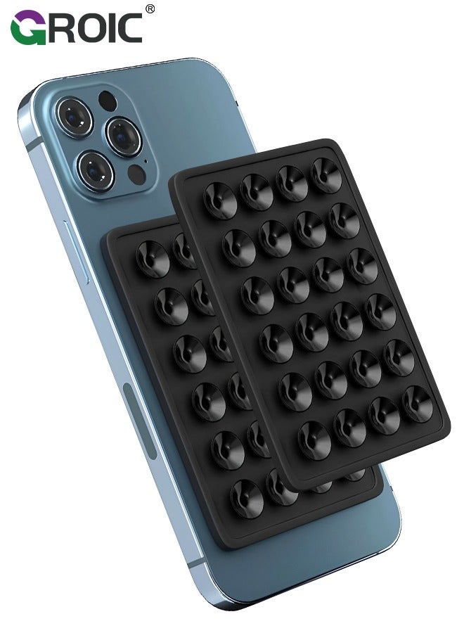 GROIC 5 Sets Suction Phone Case Black Mount, Silicon Adhesive Phone Accessory for iPhone and Android, Hands-Free Fidget Toy Mirror Shower Phone Holder, Tiktok Videos and Selfies  - Image 1