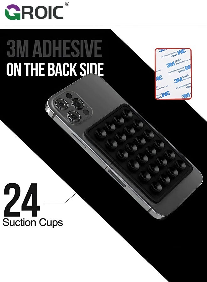 GROIC 5 Sets Suction Phone Case Black Mount, Silicon Adhesive Phone Accessory for iPhone and Android, Hands-Free Fidget Toy Mirror Shower Phone Holder, Tiktok Videos and Selfies  - Image 3