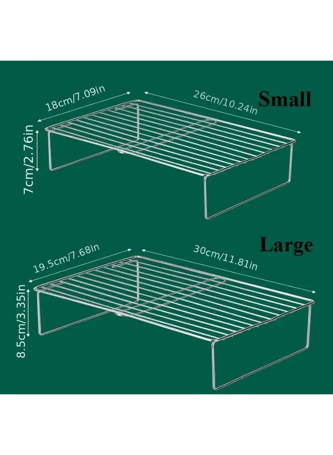 2Pc Small Stackable Stainless Steel Shelves For Kitchen Refrigerator Cabinet Organization - Image 3