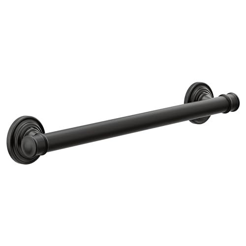 Moen Belfield Matte Black Bathroom Safety 18-Inch Stainless Steel Traditional Bathroom Grab Bar, YG6418BL - Image 5