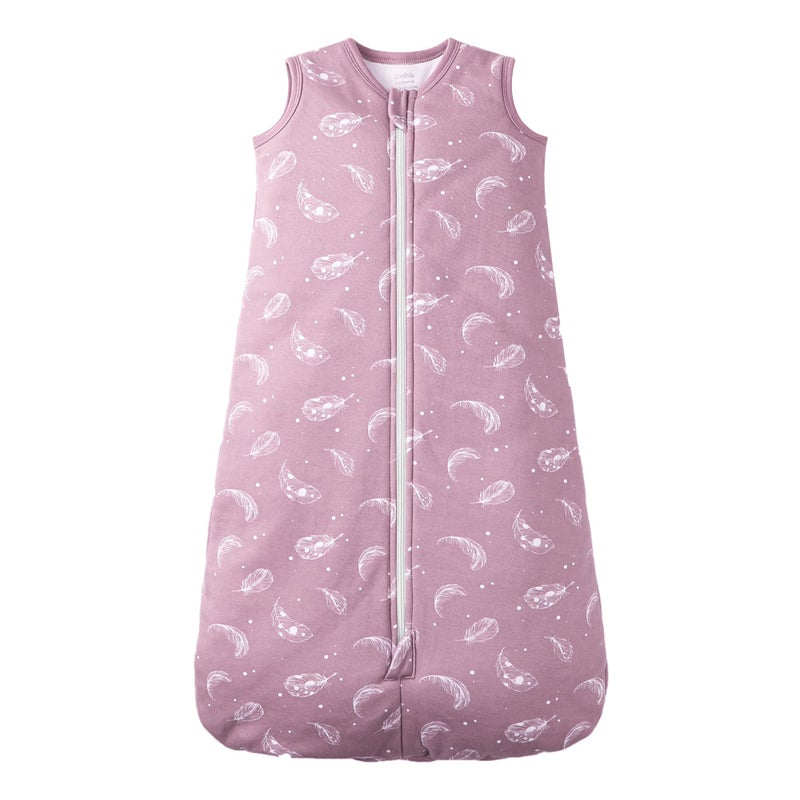 Owlivia Baby Sleep Sack Organic Cotton Sleeping Bag with 25tog Sleeping Bag with 2Way Zipper Boys Girls Swaddle Transition Sleep Sack25tog Mauve Feather 1824 Months