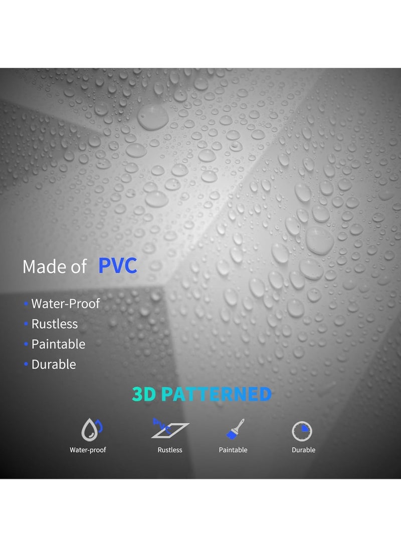 NNEWVANTE 12 عبوة لوحة جدارية ثلاثية الأبعاد على شكل ماسة لتزيين الجدران الداخلية، ألواح جدارية مزخرفة بزهور من PVC لغرفة المعيشة، الردهة، غرفة النوم، الفندق، المكتب، بيضاء، 12''x12'' تغطي 32 قدم مربع. - Image 4