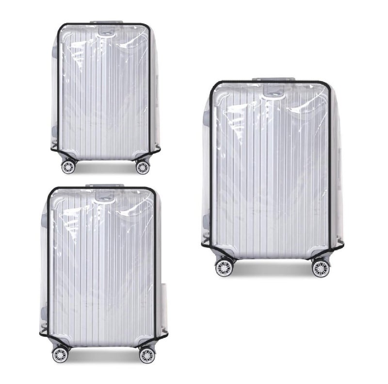 FABULWAY Clear PVC Luggage Cover Protectors - Transparent Waterproof Suitcase Sleeve for 20"+24"+28" Wheeled Suitcases (3PCS) - Image 1