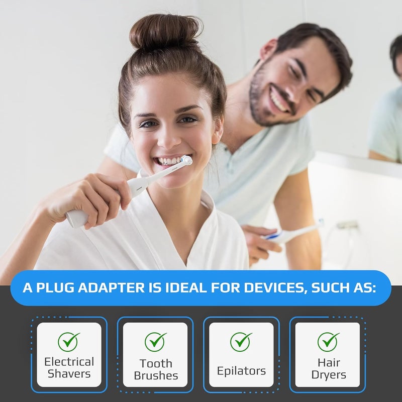 Keple Toothbrush Adaptor Plug UK Charger Adapter Shaver Socket 2 Pin to 3 Pin Electric Converter for Razor Plugs Bathroom Two to Three Prong Charging Tooth Brush Plugs Adapters Electrical Shaving (White) - Image 3