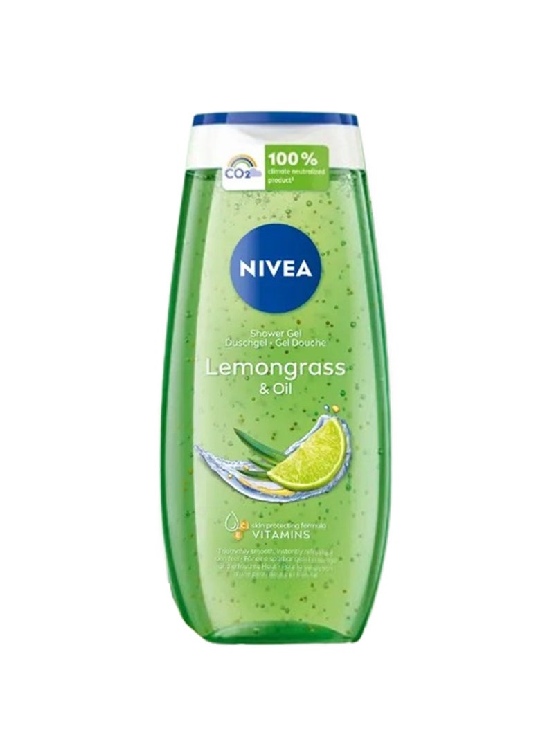نيفيا جل استحمام نيفيا بعشب الليمون والزيت، ۲۵۰ مل، تركيبة منعشة مع الزيوت العطرية، رائحة الحمضيات المنعشة للبشرة الناعمة
