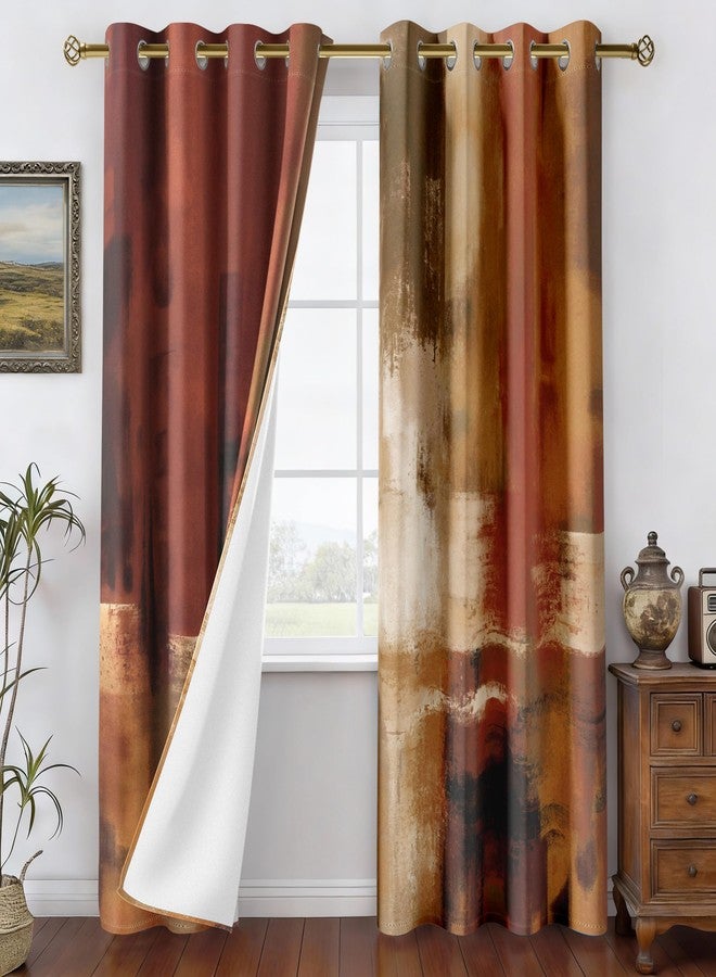 Asuexpect Burnt Orange Curtains 2 Panels Abstract Rust Curtain Room Darkening Grommet Window Treatments Modern Decorative for Bedroom Living Room, 52x72 Inches - Image 3