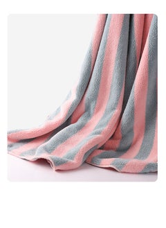 Royee Bath Towel+Dry Hair Cap, Thickened Striped Bath Towel, Absorbent Beach Towel， 140 * 70cm  - Image 2