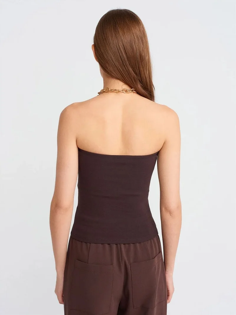 Dilvin DILVIN Strapless Bodycon Bandeau Blouse
