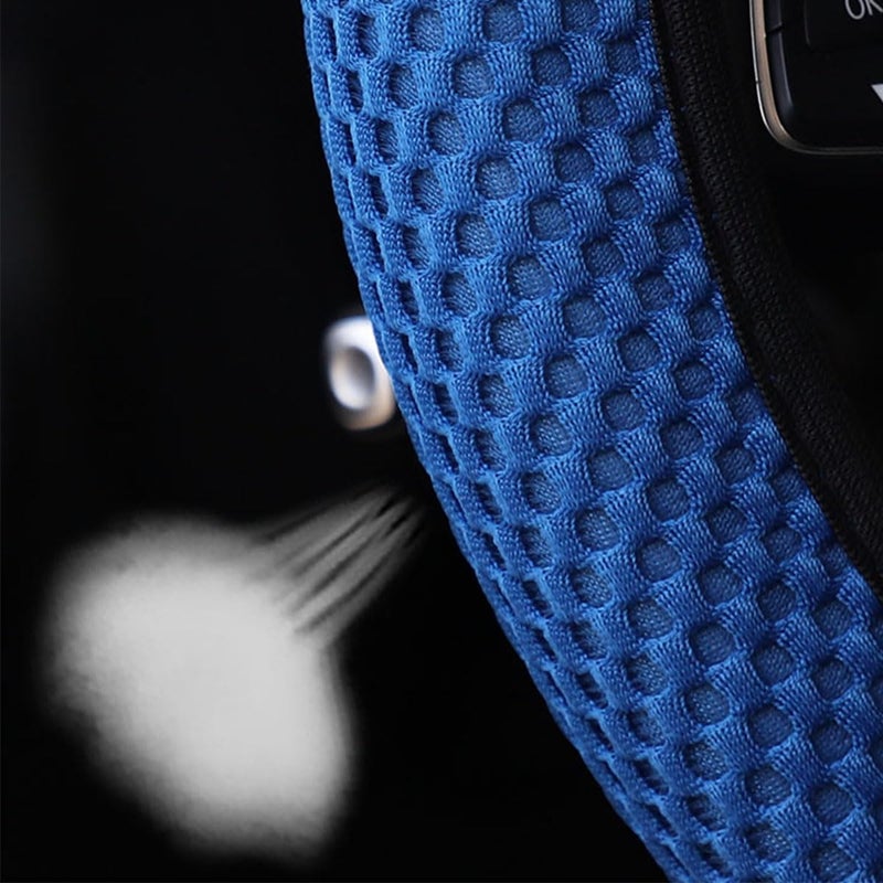 Bittwee 3PCS 15Inch Car Steering Wheel Cover Armrest Cover Gear Shift Cover Set, Microfiber Breathable Anti-Slip Automotive Steering Wheel Protector, Vehicle Interior Decor, Universal Fit（Blue） - Image 4