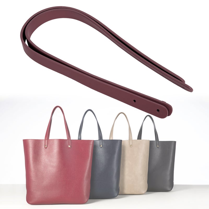 2Pcs Bag Hand Strap Split Leather DIY Hand Made Handbag Parts with 8 Sets Light Gold Rivet Set(Wine Red ) - Image 5
