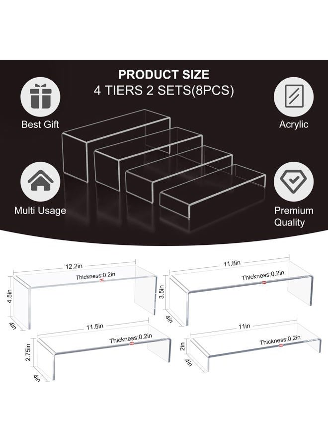 Blaithom Acrylic Display Risers,12'' Large Display Stands, Thickened to 0.2''(5mm) Stackable Acrylic Shelves for Perfume Display, Clear Risers for Cupcake Stand,Pop Figurines,Tumbler,Food (Clear, 8PCS - Image 3