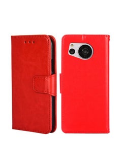 Case Cover For Sharp Aquos Sense7 Crystal Texture Leather Phone Case Red