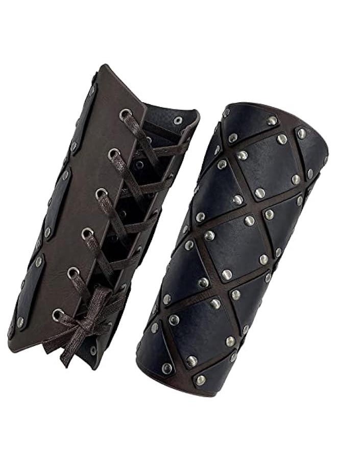 Generic Medieval Brigandine Arm Guards, Mercenary Faux Leather Gauntlet, Vintage Renaissance Knight Arm Bracers  - Image 1