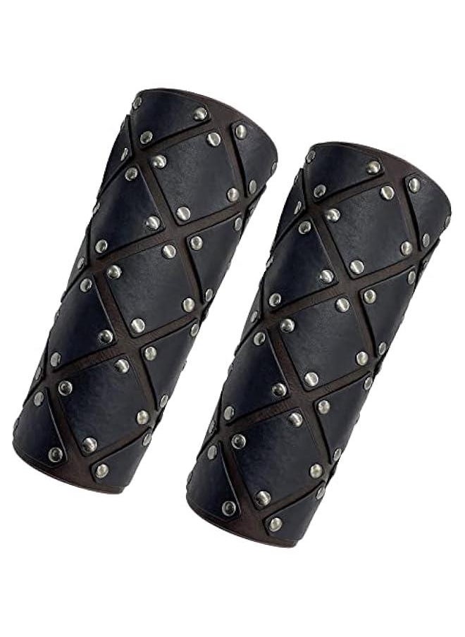 Generic Medieval Brigandine Arm Guards, Mercenary Faux Leather Gauntlet, Vintage Renaissance Knight Arm Bracers  - Image 3