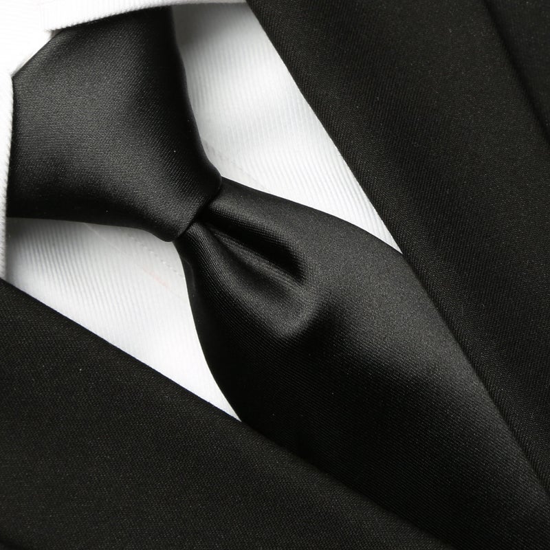 KissTies 63'' XL Black Tie Solid Satin Ties Extra Long Necktie For Big Tall Men - Image 3