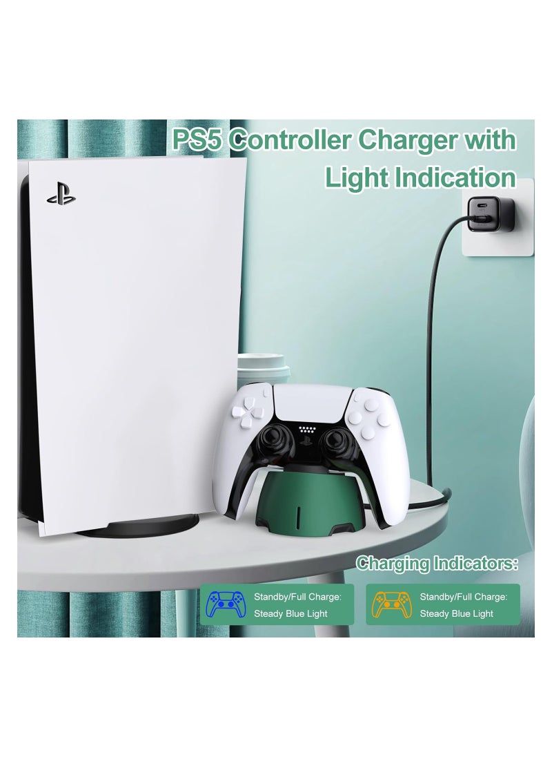 Excefore - PS5 Charging Station Compatible with PS5 Controller/Edge Controller, Charging Dock for Playstation 5 Controller Accessories with LED Indicator PS5 Charging Dock with Charging Cable (Green) - Image 1