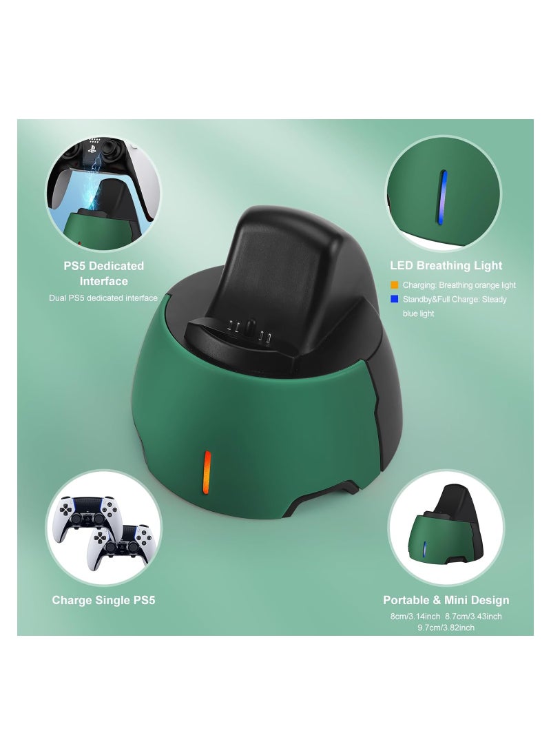 Excefore - PS5 Charging Station Compatible with PS5 Controller/Edge Controller, Charging Dock for Playstation 5 Controller Accessories with LED Indicator PS5 Charging Dock with Charging Cable (Green) - Image 1