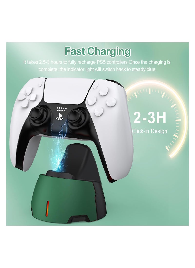 Excefore - PS5 Charging Station Compatible with PS5 Controller/Edge Controller, Charging Dock for Playstation 5 Controller Accessories with LED Indicator PS5 Charging Dock with Charging Cable (Green) - Image 1