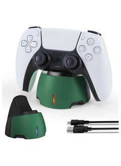PS5 Charging Station Compatible with PS5 Controller/Edge Controller, Charging Dock for Playstation 5 Controller Accessories with LED Indicator PS5 Charging Dock with Charging Cable (Green)