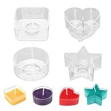 BN's Tealight Cups Empty Candle Mold Round Heart Star Square Shaped Tealight Holder Handmade Candle Tealight Container - Image 1