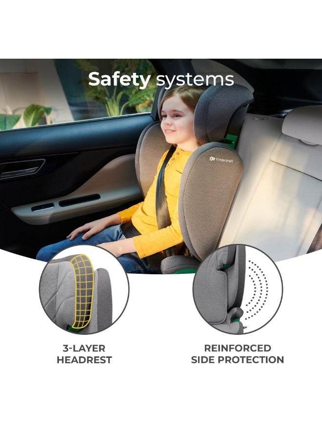 Kinderkraft JUNIOR FIX 2 - i-Size Convertible Car Seat – 3.5–12 Years (100–150 cm) with ISOFIX - Rocket Grey - Image 2