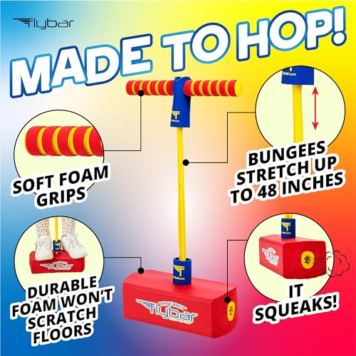 Flybar My First Foam Pogo Jumper for Kids Fun and Safe Pogo Stick for Toddlers, Durable Foam and Bungee Jumper for Ages 3 and up, Supports up to 250lbs (Red) - Image 2