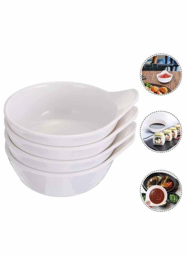 4Pcs Sauce Dish Dip Bowls Round Seasoning Dishes with Handle Sushi Dipping Bowl Saucers Bowl Mini Appetizer Plates  - Image 4