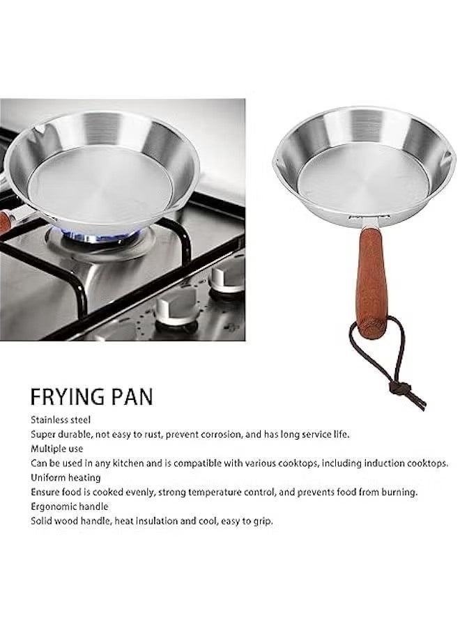 أخبار مقلاة بيض، مقلاة صغيرة غير لاصقة للبيض والأومليت، مقلاة صغيرة من الفولاذ المقاوم للصدأ، مقلاة متعددة الأغراض بمقبض خشبي، أواني طهي مصممة للبيض والفطائر، آمنة للاستخدام في غسالة الأطباق - Image 2