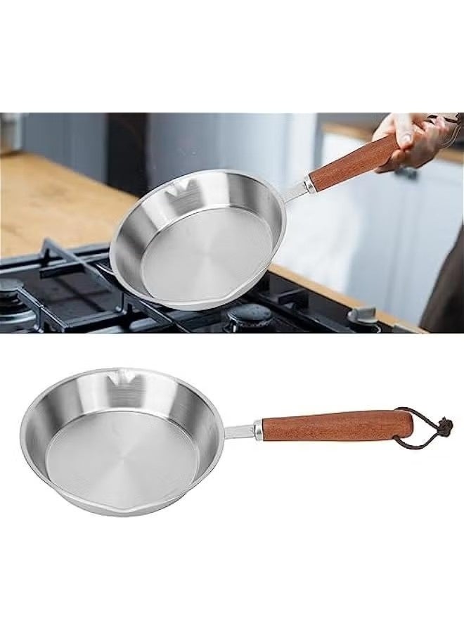 أخبار مقلاة بيض، مقلاة صغيرة غير لاصقة للبيض والأومليت، مقلاة صغيرة من الفولاذ المقاوم للصدأ، مقلاة متعددة الأغراض بمقبض خشبي، أواني طهي مصممة للبيض والفطائر، آمنة للاستخدام في غسالة الأطباق - Image 4