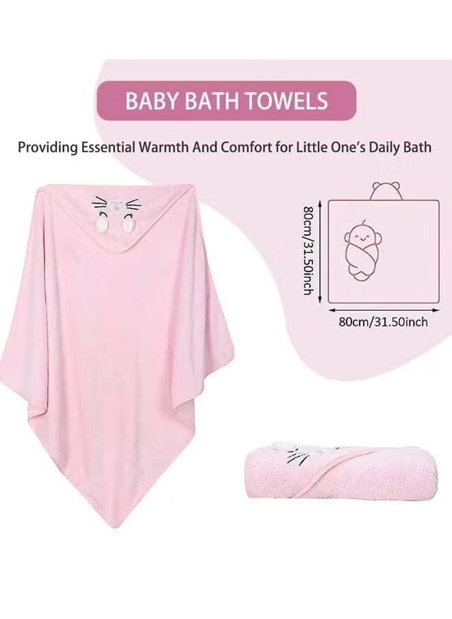 Vinnatsu Baby Bath Blanket, Baby Hooded Towel, 80x80cm Large Baby Bath Towel, Animal Design Cotton Baby Bath Towel, Baby Quilt Absorbent Soft Blanket, Cute Cartoon Baby Towel for Baby Boy Girl  - Image 2