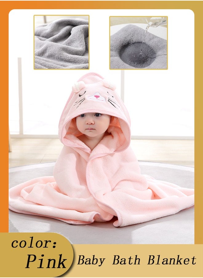 Vinnatsu Baby Bath Blanket, Baby Hooded Towel, 80x80cm Large Baby Bath Towel, Animal Design Cotton Baby Bath Towel, Baby Quilt Absorbent Soft Blanket, Cute Cartoon Baby Towel for Baby Boy Girl  - Image 1