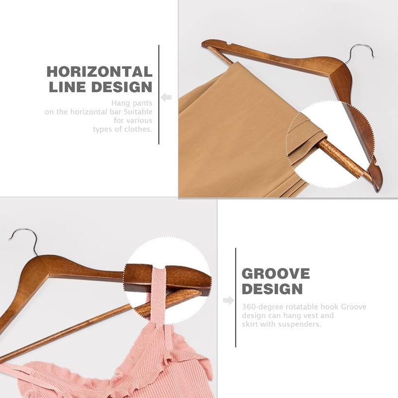 HOUSE DAY Wooden Hangers 10 Pack, Heavy Duty Walnut Coat Hangers for Closet - Image 3