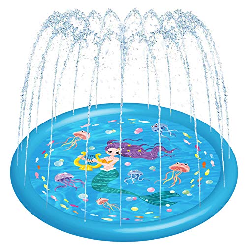 Hitop Kids Sprinklers for Outside Splash Pad for Toddlers  Baby Pool 3in1 60 Water Toys Gifts for 1 2 3 4 5 Year Old Boys Girls Splash Play Mat - Image 1