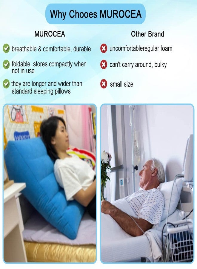 MUROCEA Inflatable Wedge Pillow for Orthopedic Bed - Bedridden, Disabled, Elderly Patient Travel Sleeping Back Rest Supplies, 26" Lx26 Wx8 H - Image 4