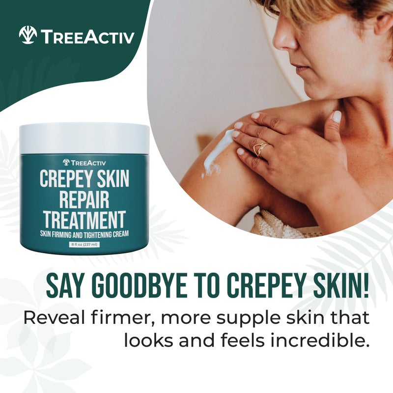 TreeActiv Crepey Skin Repair Cream, 8 oz, Firming Formula with Hyaluronic Acid & Shea Butter to Deeply Moisturize and Tighten Dry, Wrinkly Crepe Skin, 500+ Uses - Image 3