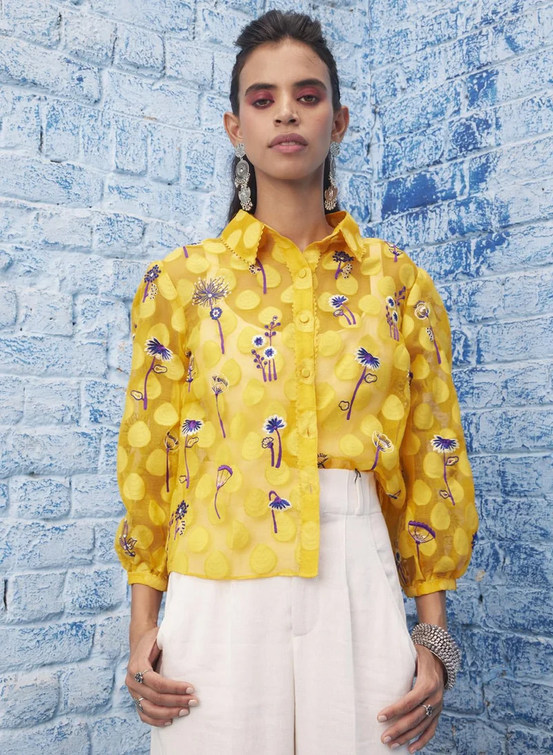 Bhanuni By Jyoti  YELLOW HIGHLIGHTER TOP for Women | Best Price UAE