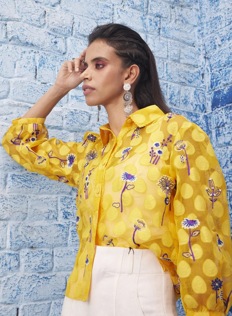 Bhanuni By Jyoti  YELLOW HIGHLIGHTER TOP for Women | Best Price UAE