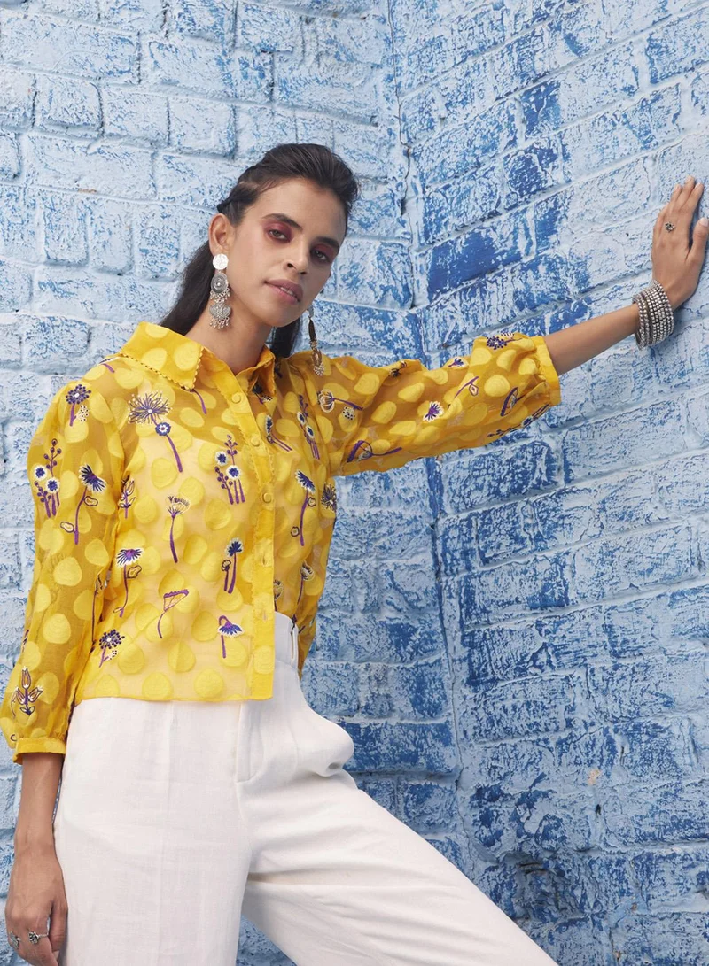بهاني بواسطة جيوتي YELLOW HIGHLIGHTER TOP