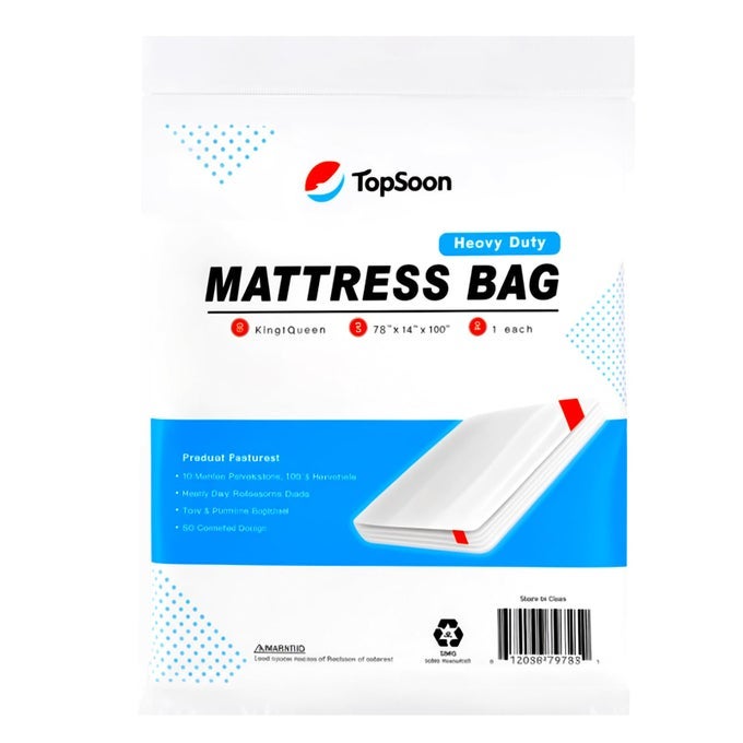 MATTRESS BAG MOVING STORAGE COVER FOR MATTRESS OR BOX SPRING HEAVYDUTY MOVING SUPPLIES CLEAR PLASTIC MATTRESS DISPOSAL BAG4 MIL KINGQUEEN