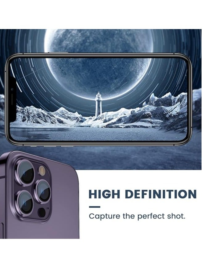 Camera Lens Protector Compatible with Iphone 14 Pro Max / Iphone 14 Pro  Scratch-Resistant Ultra-Thin Tempered Glass with Aluminum Edge, Sierra Purple - Image 2