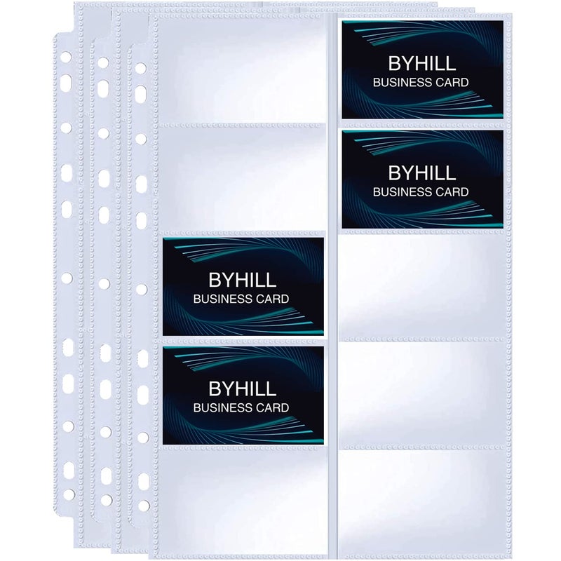 BYSTER 30 Pack 600 Pockets Business Card Sleeves Binder Sheets, Ultra-Clear Business Card Pages for 2/3/4 Ring Binder, Double Sided 10 Pocket Credit Card Pages - Image 1