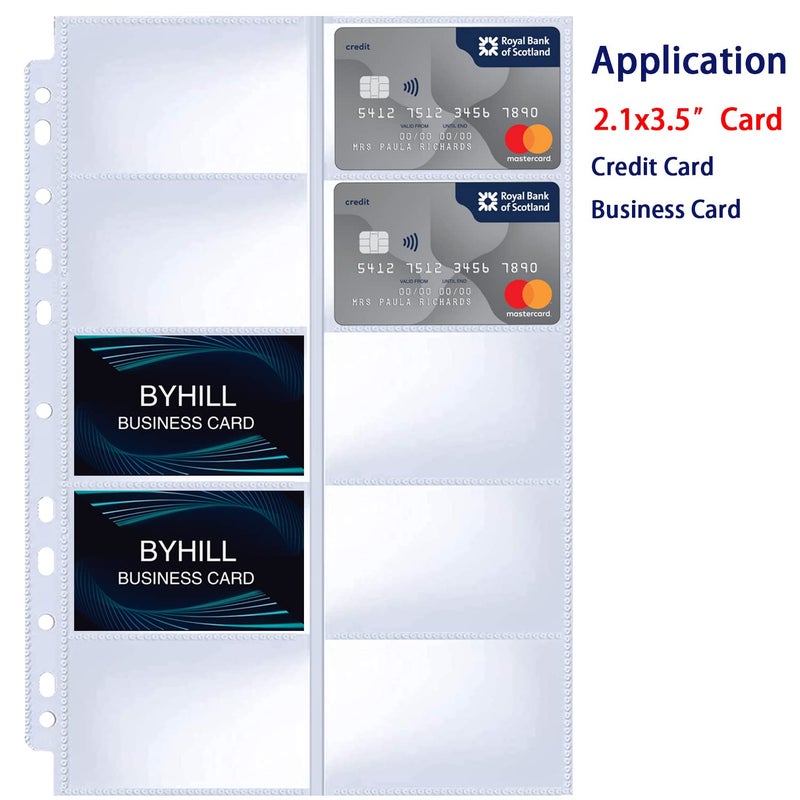 BYSTER 30 Pack 600 Pockets Business Card Sleeves Binder Sheets, Ultra-Clear Business Card Pages for 2/3/4 Ring Binder, Double Sided 10 Pocket Credit Card Pages - Image 2