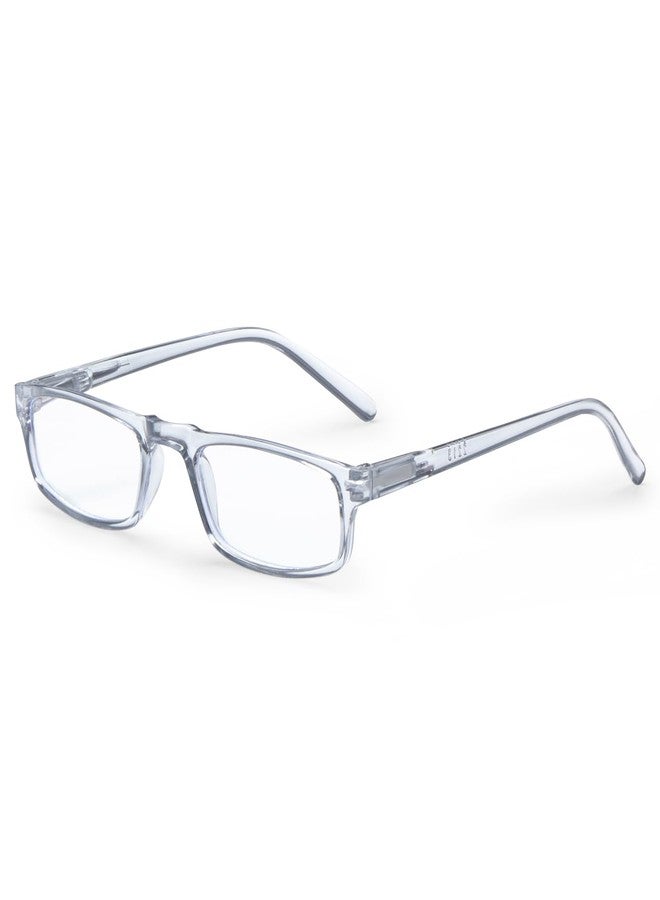AEC Smart Library5 Unisex Reading Glasses | Full Rim Slim Eyeglasses with Blue Light Blocking Lenses, Side Pen Clip & Soft Carry Cover for Men & Women (Gloss Gray, 1.75, x) - Image 1