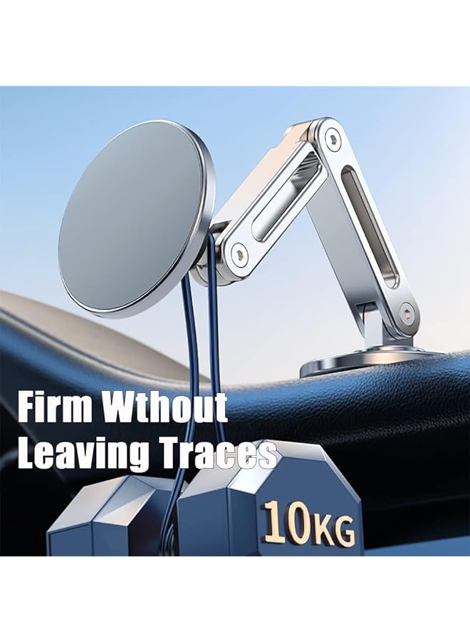 كاست ويف حامل هاتف مغناطيسي قوي للسيارة، حامل مغناطيسي لهاتف iPhone 14 13 12 Pro Max، حامل GPS من سبائك الألومنيوم (فضي) - Image 4