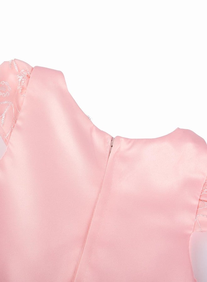 Uhnice Toddler Flower Baby Girls Dress Embroidered Tulle Tutu Formal Wedding Dress Birthday Party Pageant (Peach, 90/18-24 Months) - Image 4